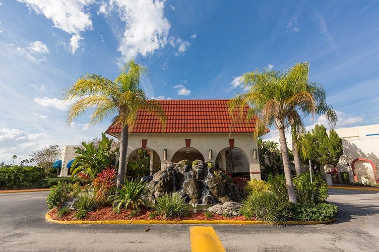 Exterior shot of the side entrance to our family friendly Kissimmee, FL resort
